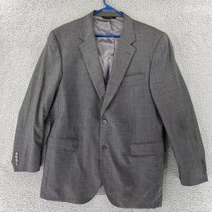 JOS A BANK SIGNATURE GOLD Gray Plaid Sport Coat Suit‎ Blazer 44L Wool